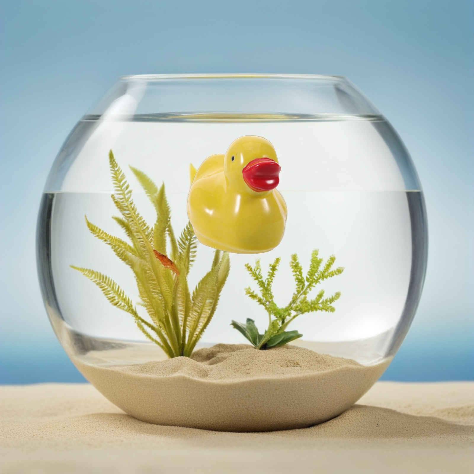 Aquarium Fish Unique - ミニフローティングセラミックアヒルの置物、水槽・池・水槽の景観装飾、デスクトップウォーターオーナメント、ユニークなギフト、動物モチーフ