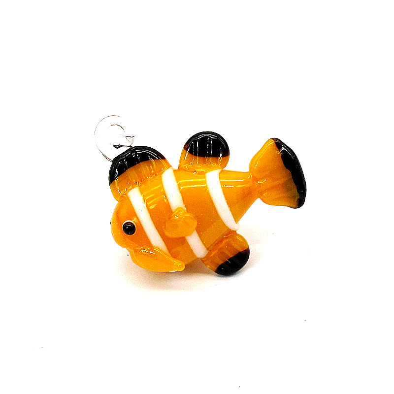 Aquarium Fish Japan - 水槽装飾像アクセサリー手作りムラノガラスエイフィギュア飾り日本風キュートミニ海洋動物ペンダント