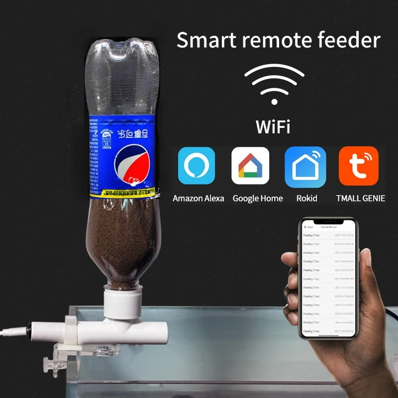 Aquarium Fish Feeder Automatic - 自動水槽フィーダー,携帯電話リモコン,インテリジェントタイマー,装飾魚,カメの餌水族館