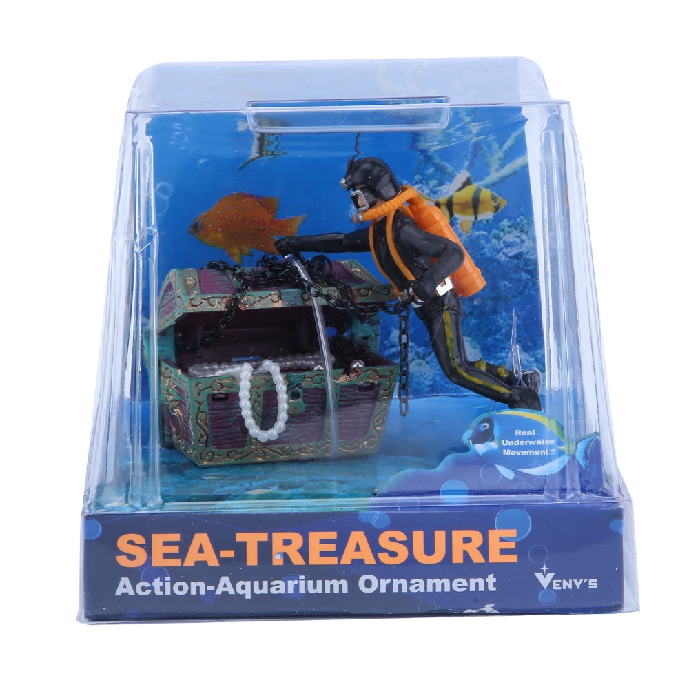 Aquarium Fish Black - 樹脂製水槽飾り 空気圧式実物大魚タンク装飾 ブラック クリエイティブ水槽宝箱 水槽デコレーション