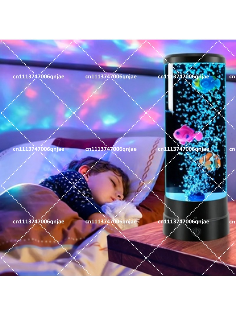 Aquarium Fish Lamp - シミュレーションLED電子魚タンク水槽、色が変わるバブルフィッシュランプ、クラゲナイトライト、寝室のデスクトップ装飾用