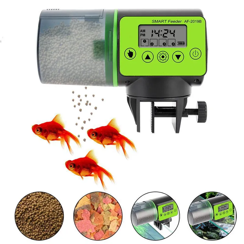 Aquarium Fish Feeder Automatic - 水槽用自動給餌器 インテリジェントタイミング水槽自動給餌器 大容量スマートフィッシュフィーダーデバイス