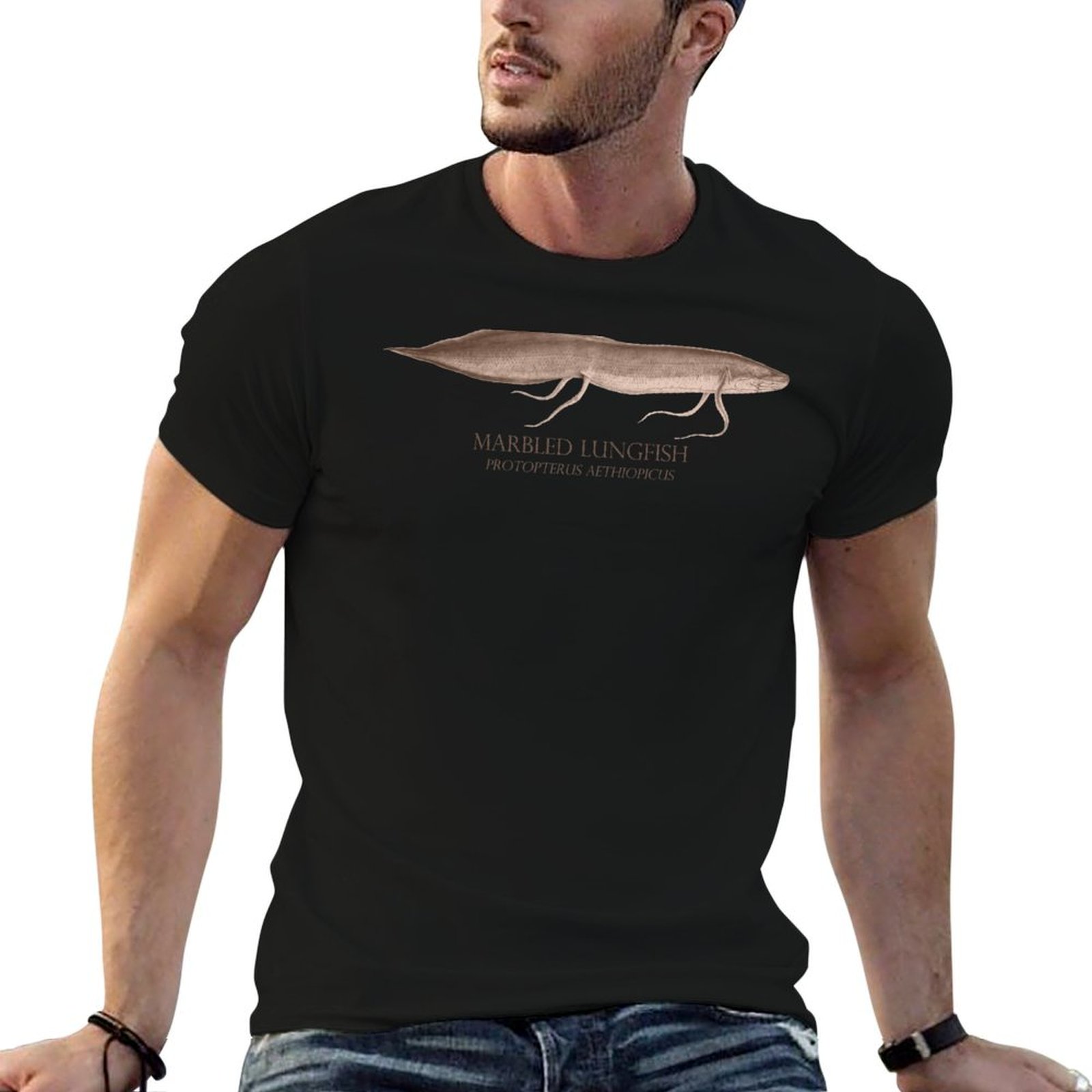 Aquarium Fish Monster - 肺魚プロトプテルス水族館モンスターフィッシュキーパーレトロヴィンテージアクアリストTシャツビッグアンドトールクルーネックTシャツ