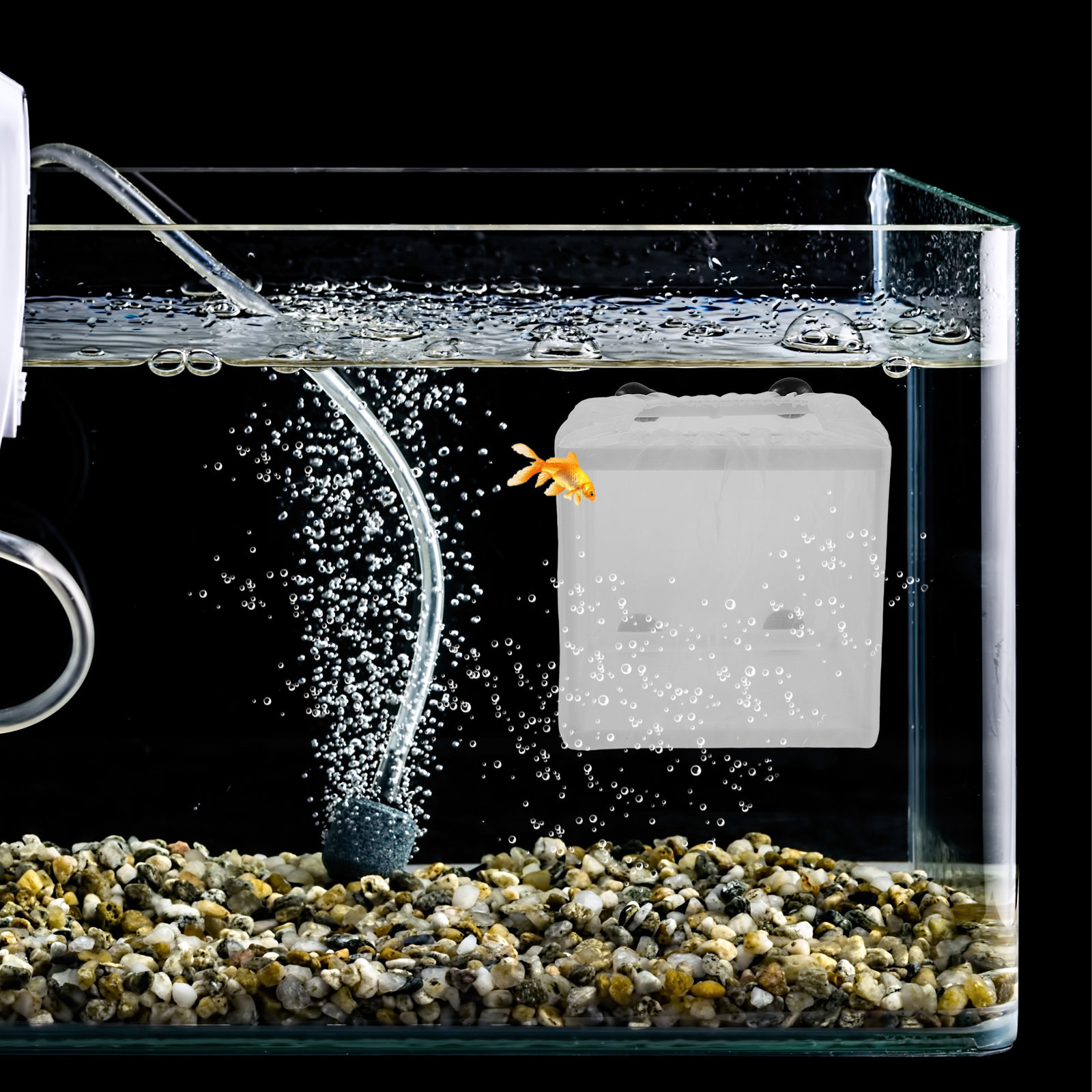 Aquarium Fish Eggs - 2個入り魚繁殖ボックス水槽用浮遊隔離室通気性メッシュネット稚魚分離用産卵用グッピーシュリンプ用
