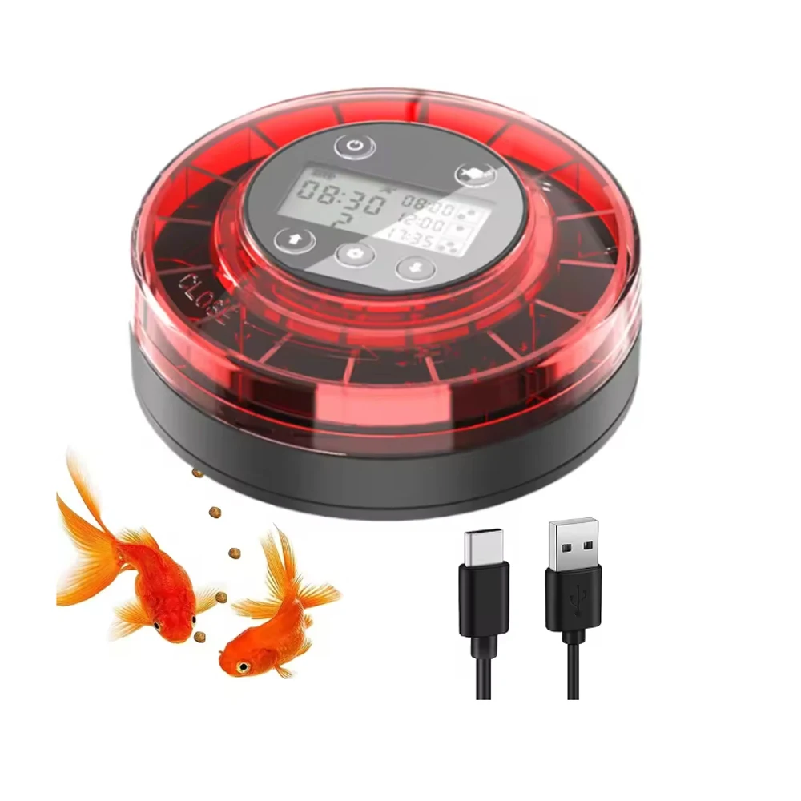 Aquarium Fish Feeder Automatic - 水槽用自動魚フィーダー タイマー付き自動給餌器 USBケーブル付き充電式タイマーフィーダー LCDディスプレイ付き