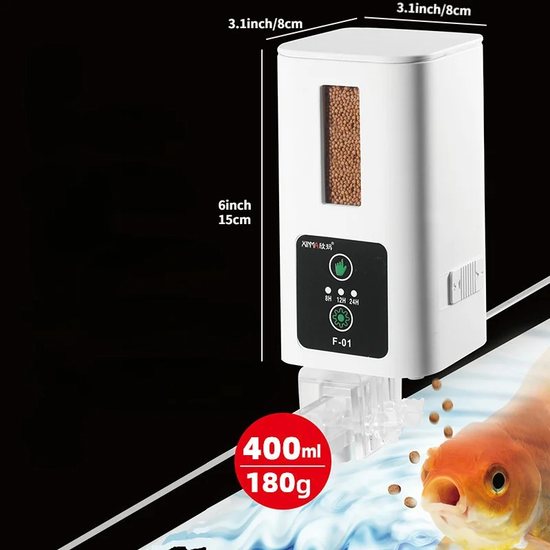 Aquarium Fish Feeder Automatic - 大容量自動魚、水族館、インテリジェントタイミング、タートル、フィーダーフィーダー、400ml