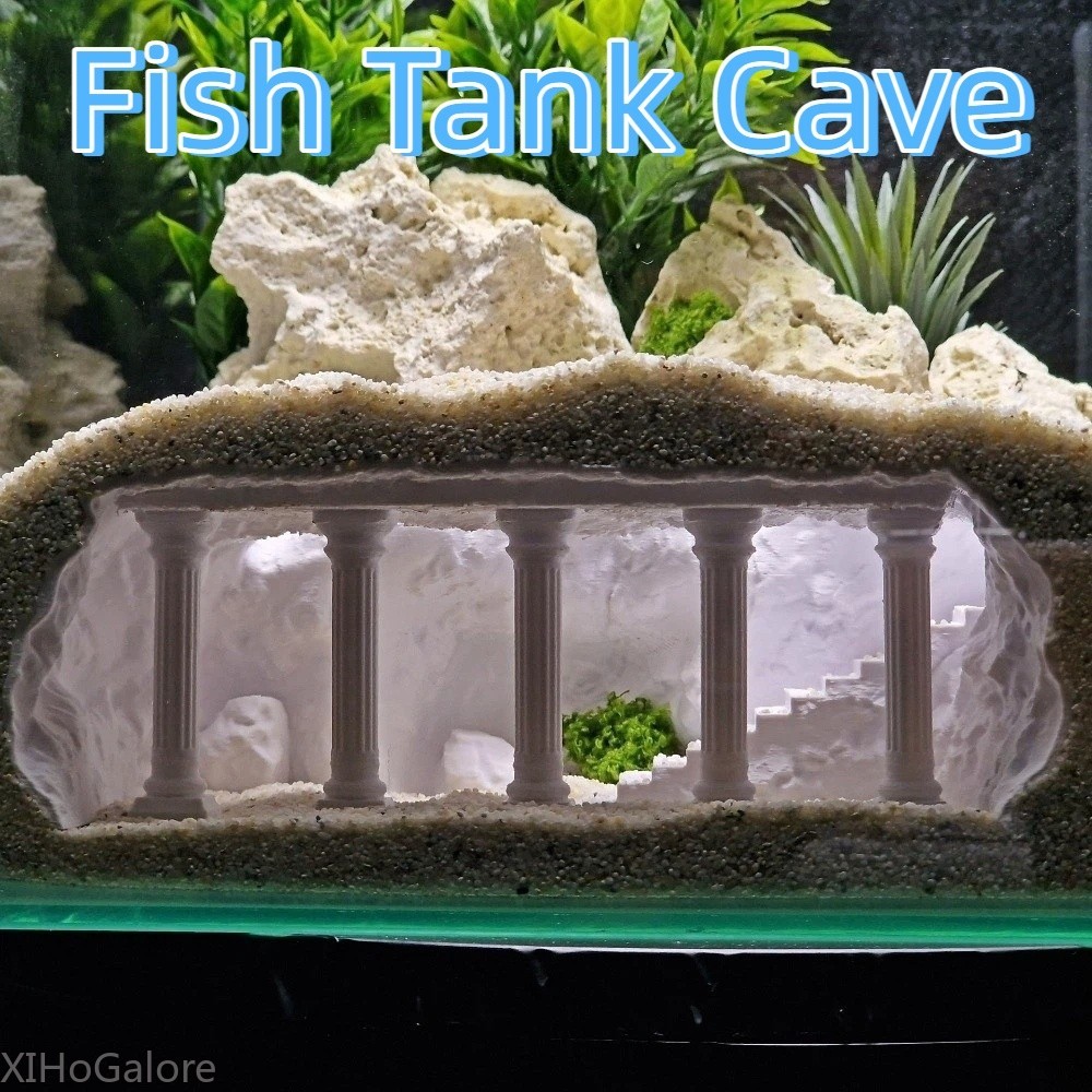魚の隠れ家 水槽装飾 ローマ風柱型洞窟トンネル 観察窓付きシ - Aquarium Fish Unique のレビューと価格