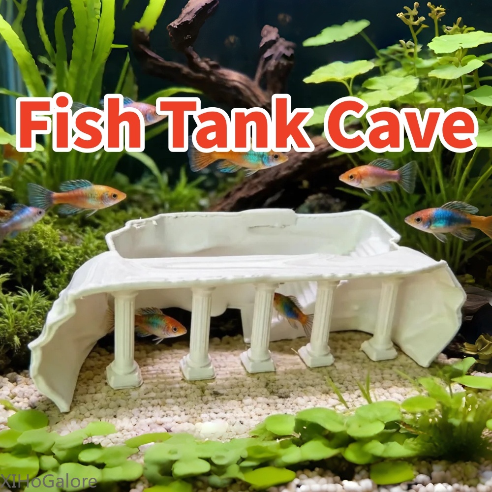 魚の隠れ家 水槽装飾 ローマ風柱型洞窟トンネル 観察窓付きシ - Aquarium Fish Unique のレビューと価格
