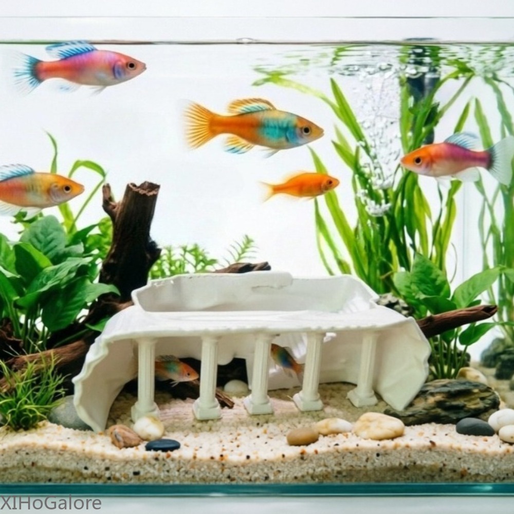 魚の隠れ家 水槽装飾 ローマ風柱型洞窟トンネル 観察窓付きシ - Aquarium Fish Unique のレビューと価格