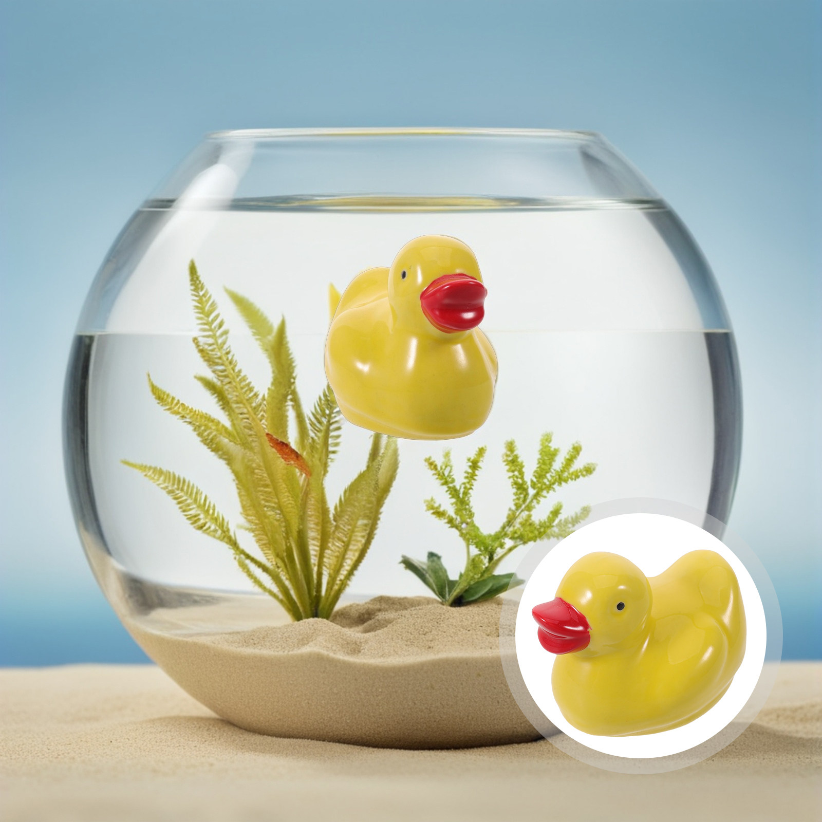 ミニフローティングセラミックアヒルの置物、水槽・池・水槽の景 - Aquarium Fish Unique のレビューと価格