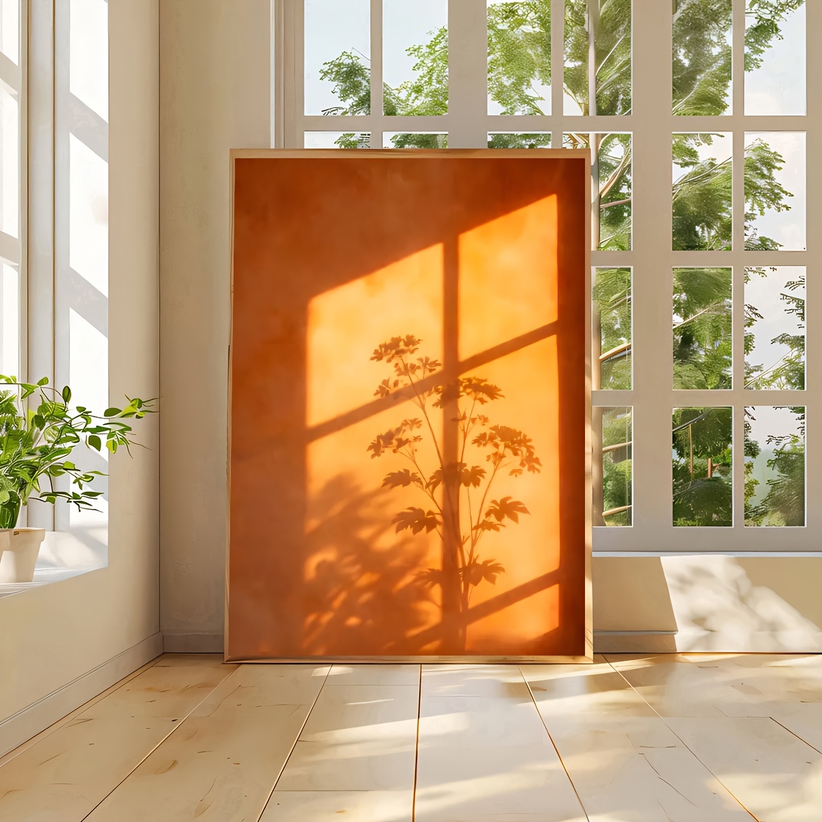 窓を通して抽象的な太陽光が映る影植物キャンバスウォールアート - Live Plant Fertilizer のレビューと価格