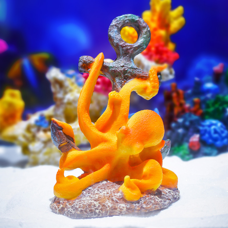 レトロな樹脂製風景飾り、タコとウミガメが描かれた海の怪物テー - Aquarium Fish Monster のレビューと価格