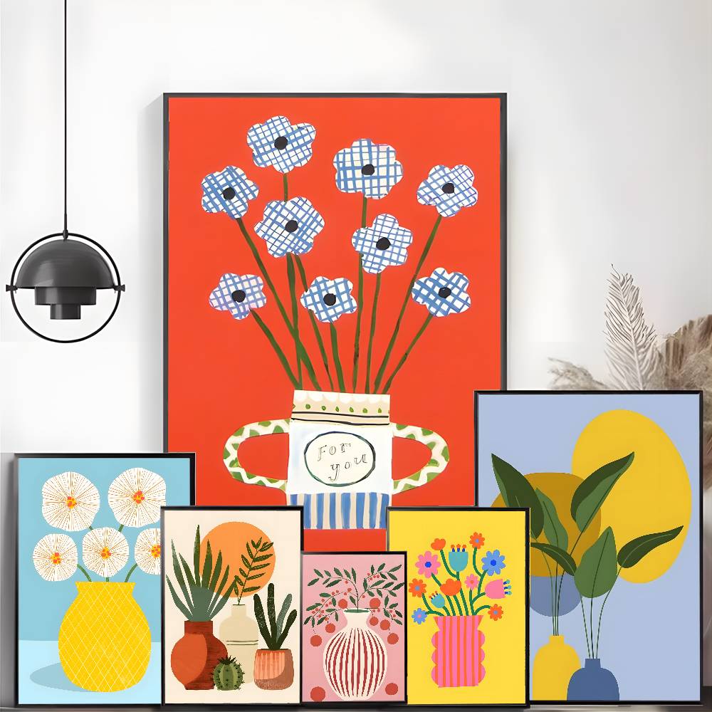 モダンなフラワーマーケットの花瓶、花柄キャンバスポスター、額 - Live Plant Fertilizer のレビューと価格