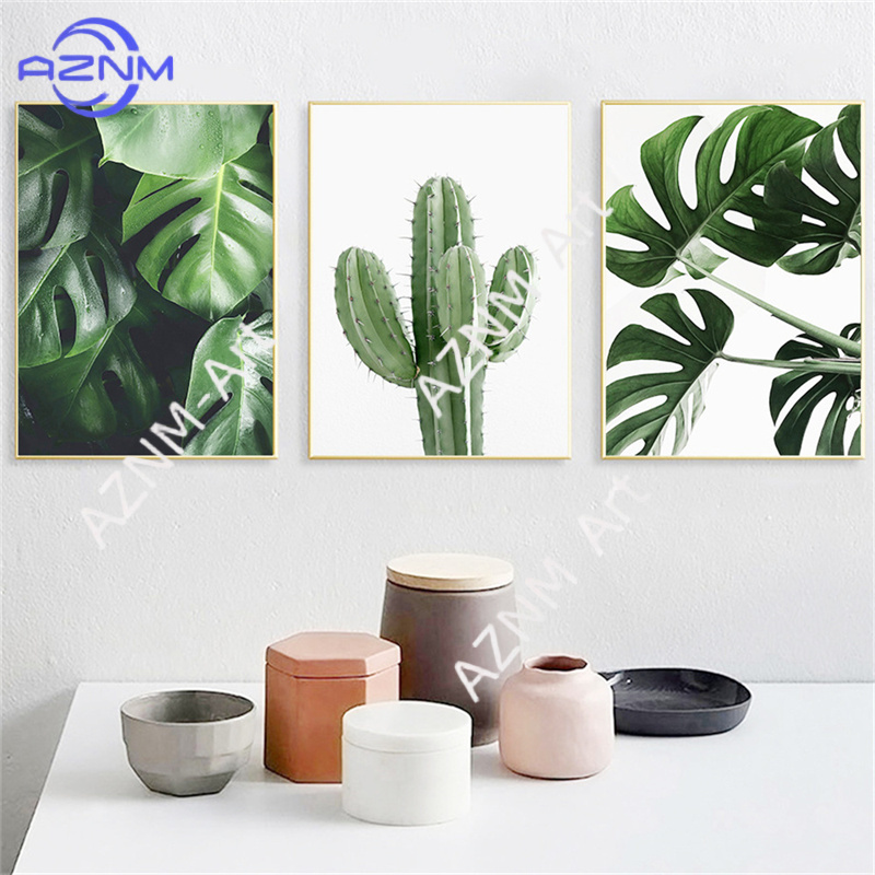 緑の植物の絵画モンステラポスター壁アートキャンバス画像北欧葉 - Live Plant Fertilizer のレビューと価格
