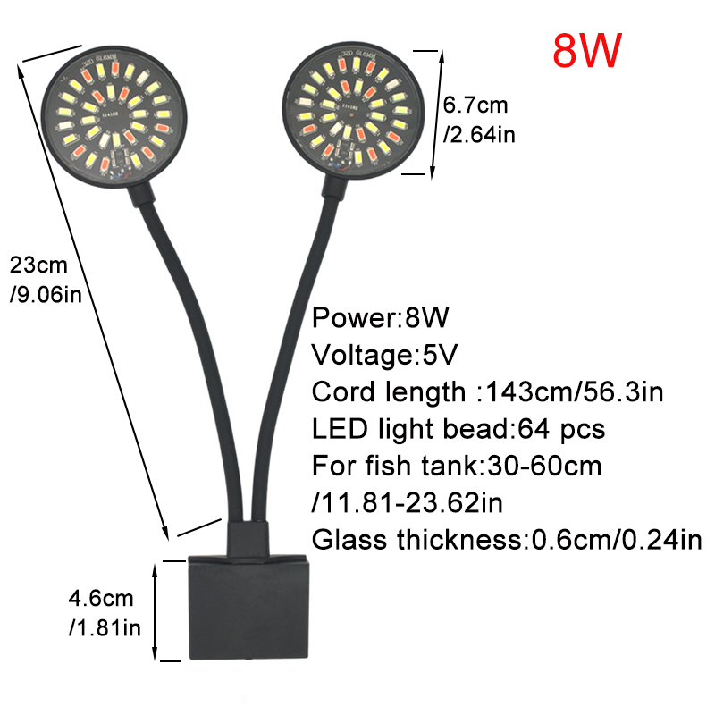 USB 水族館 LED ライト水槽クリップランプフルスペクト - Aquarium Fish Lamp のレビューと価格