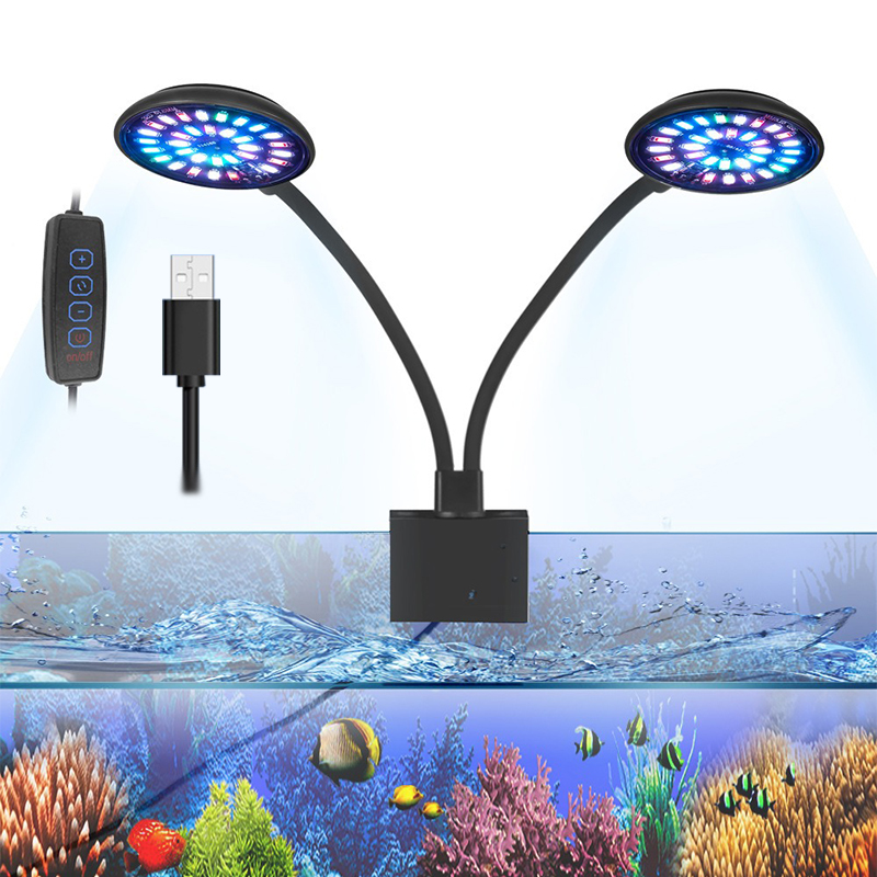 USB 水族館 LED ライト水槽クリップランプフルスペクト - Aquarium Fish Lamp のレビューと価格