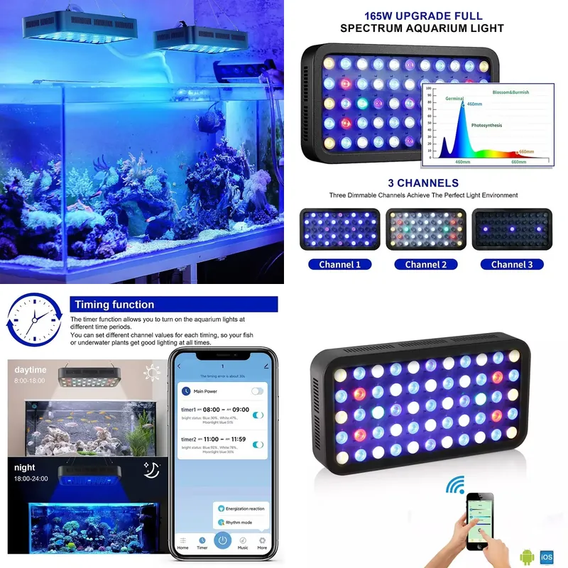 WiFiアプリ制御 サンゴ礁165w調光可能 3チャンネル5 - Aquarium Fish App のレビューと価格