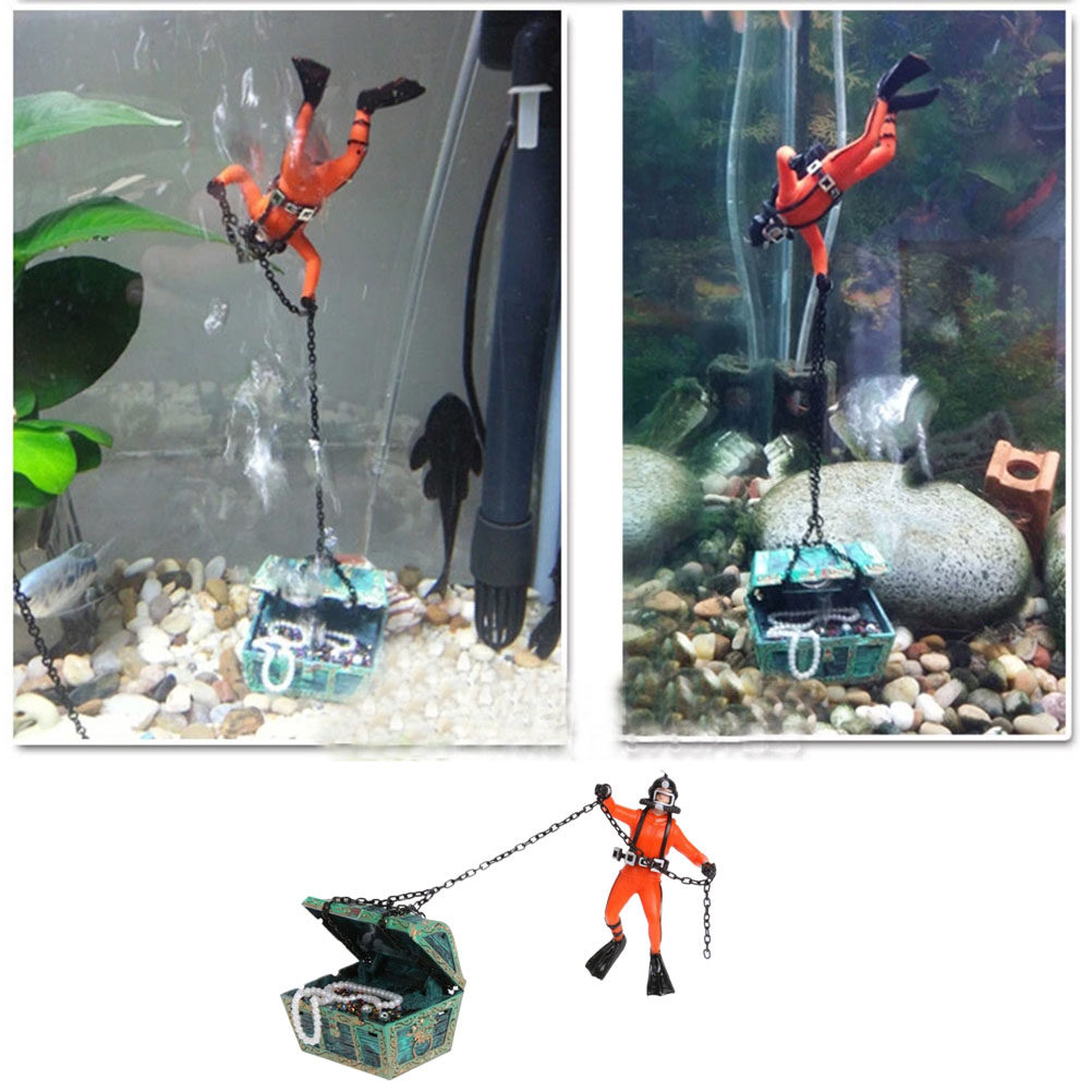 ダイバー型水槽飾り オレンジ ユニークな水槽装飾 人工装飾品 - Aquarium Fish Unique のレビューと価格