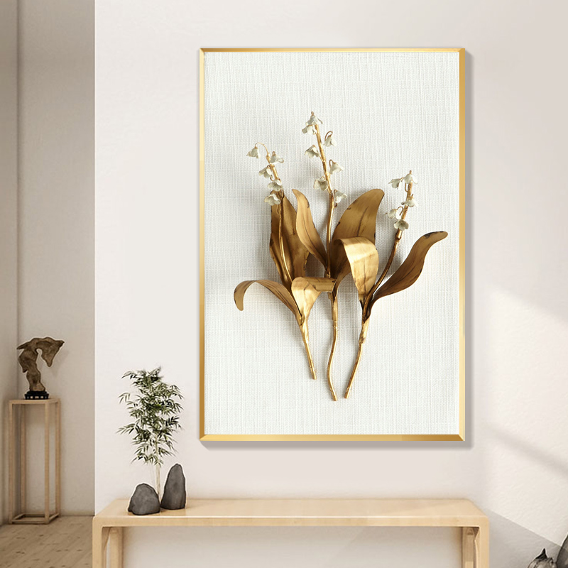 北欧黄金の植物の葉と花の壁アート写真キャンバス絵画クアドロポ - Live Plant Fertilizer のレビューと価格