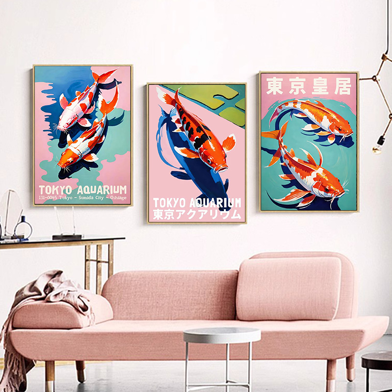 日本美的魚ポスター東京水族館赤鯉美的キャンバス絵画博物館展示 - Aquarium Fish Japan のレビューと価格