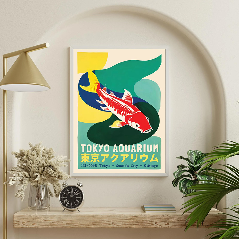 日本美的魚ポスター東京水族館赤鯉美的キャンバス絵画博物館展示 - Aquarium Fish Japan のレビューと価格