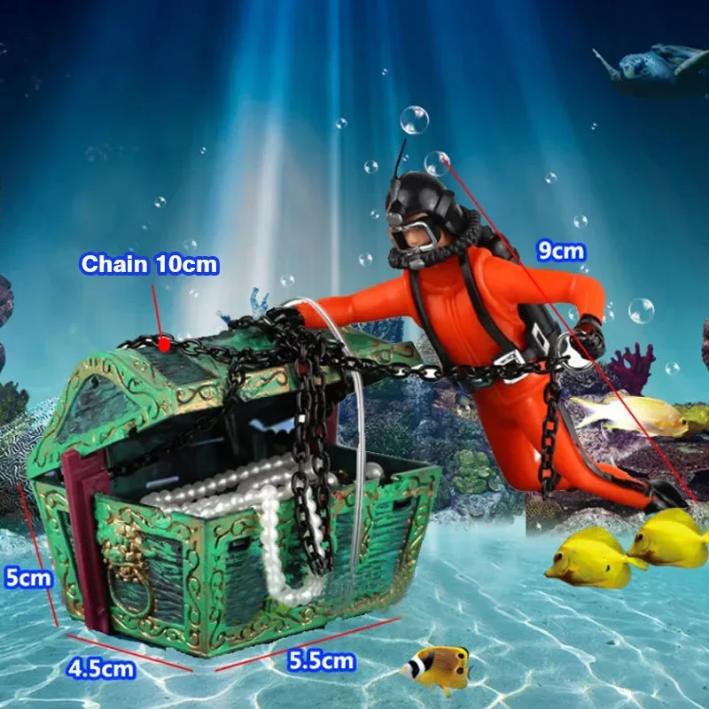 水槽の装飾、ユニークなデザイン、宝物ハンター、ダイバー、アク - Aquarium Fish Unique のレビューと価格