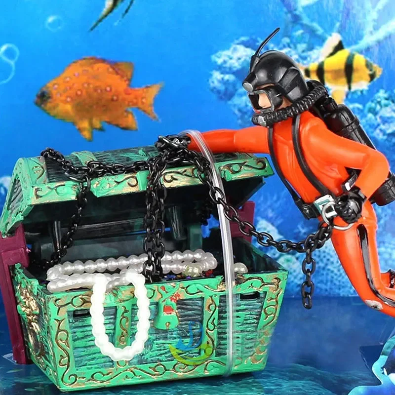 水槽の装飾、ユニークなデザイン、宝物ハンター、ダイバー、アク - Aquarium Fish Unique のレビューと価格