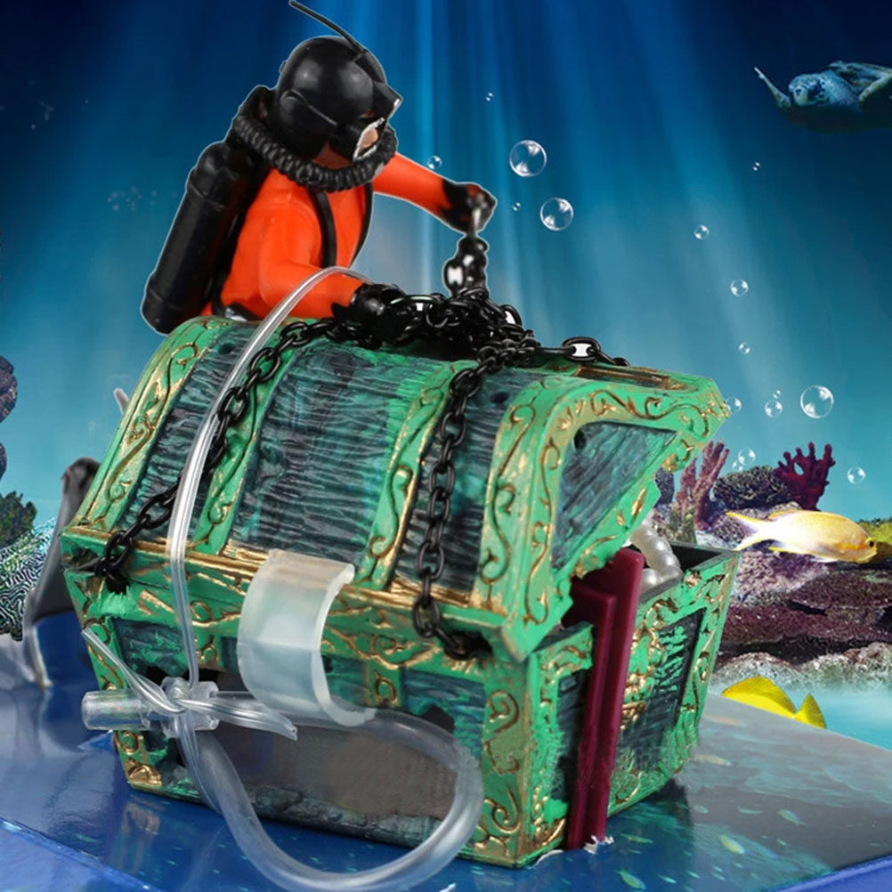 オレンジダイバー水槽飾り、耐色性のあるユニークなデザインの人 - Aquarium Fish Unique のレビューと価格