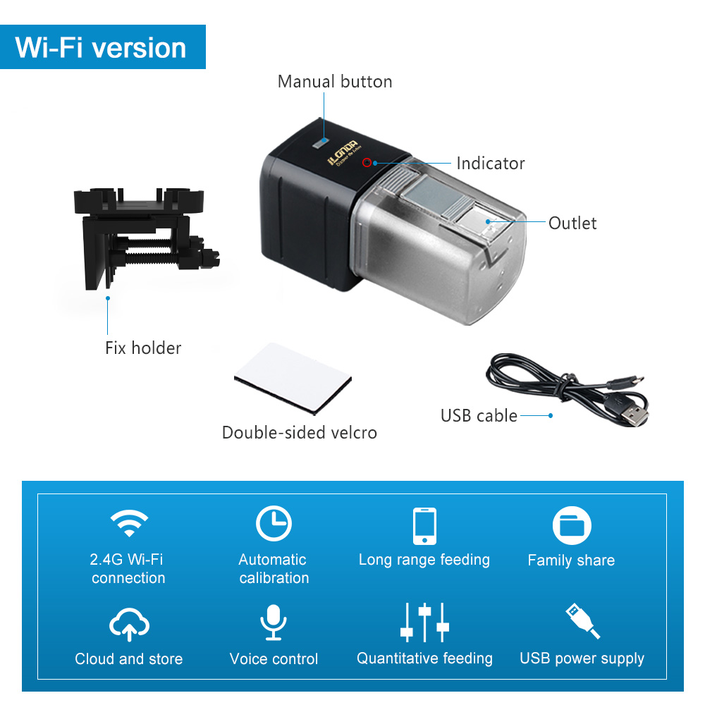 WiFi魚用自動給餌器 スマートホーム製品 モバイル制御 水 - Aquarium Fish Feeder Automatic のレビューと価格