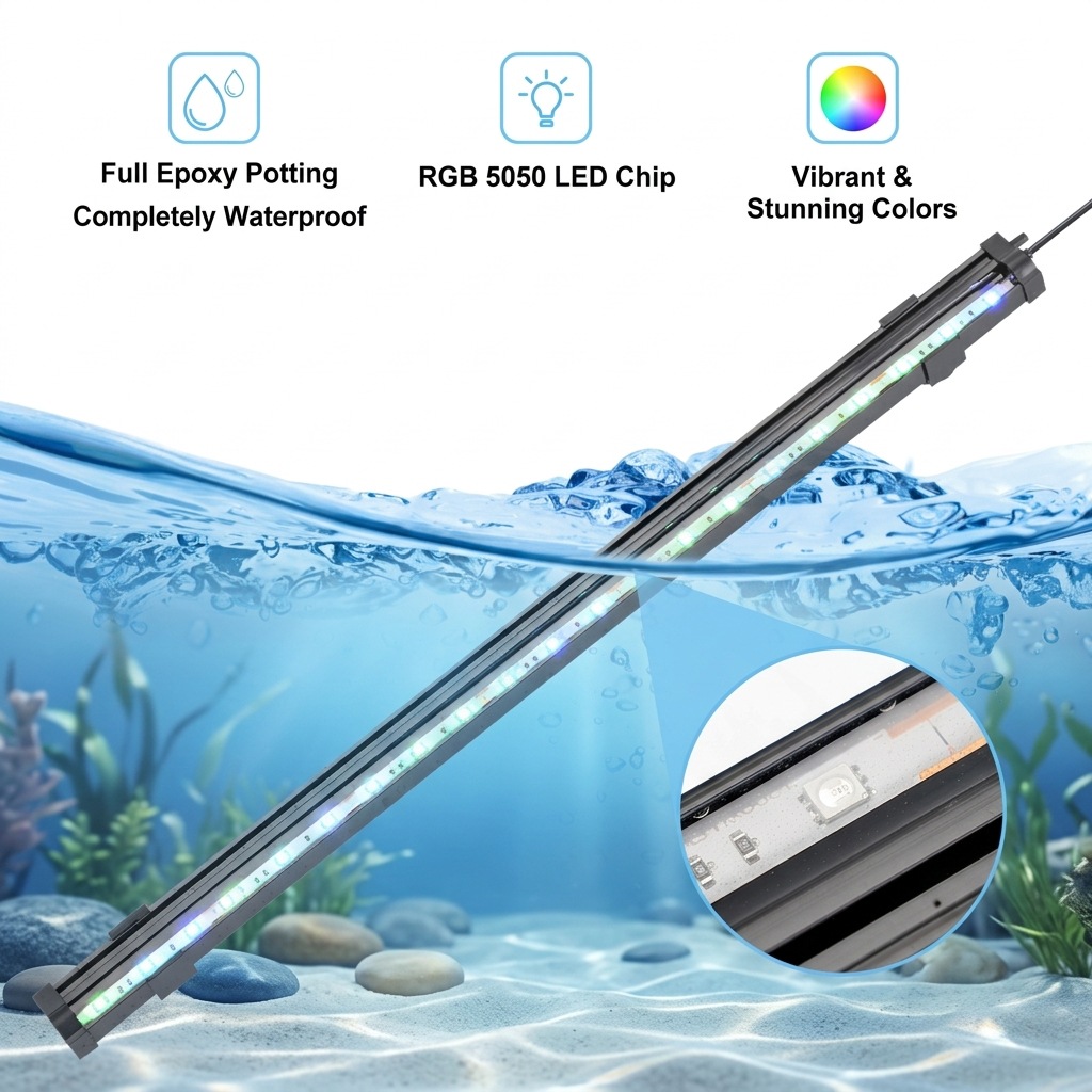USB LED水槽エアバブルライト自動RGB変色魚タンクエア - Aquarium Fish Lamp のレビューと価格